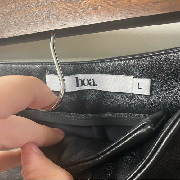 BOA Because of Alice Faux Leather Wide Leg Black Trousers Size Large - Picture 4 of 7